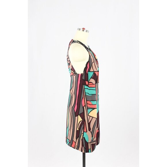 MISSONI Multicolor Graphic Print Silk Pailette Halter Sheath Dress, Size 42/M - Picture 2 of 12